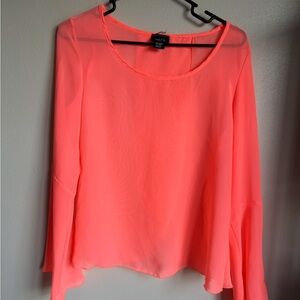 $1.00 🎉Rue 21 Neon Coral Sheer Blouse M